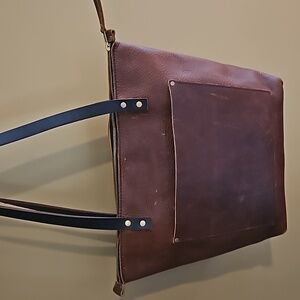 Portland Leather Goods Medium Zipper Tote Brown Pebbled Leather